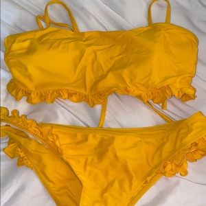yellow ruffle bikini